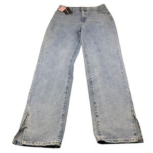 NWT Pretty Little Thing Light Wash Split Hem Bootcut Denim Jeans Size UK 14